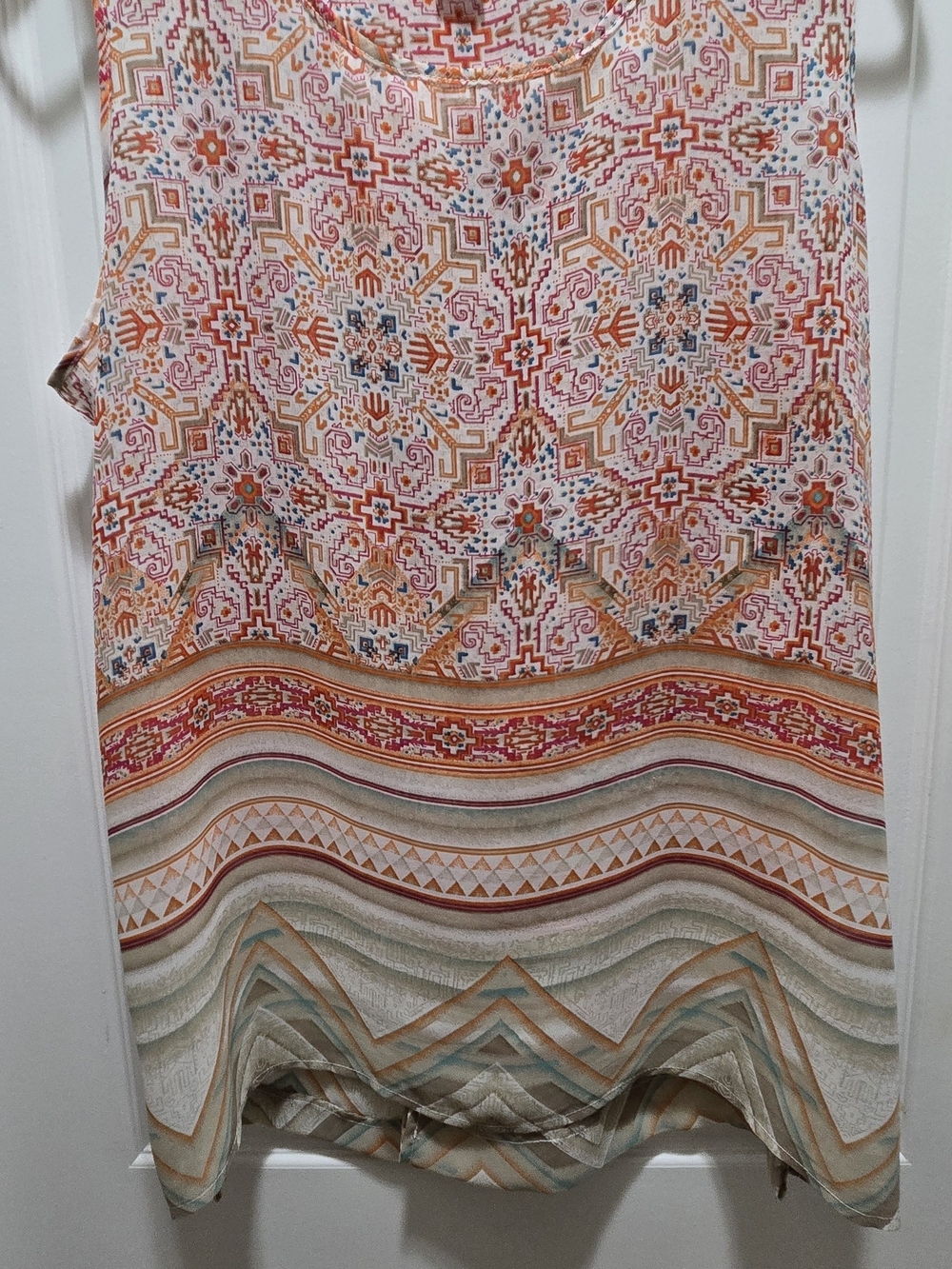 Geo-Print Scoop Neck Camisole in Cream and Orange